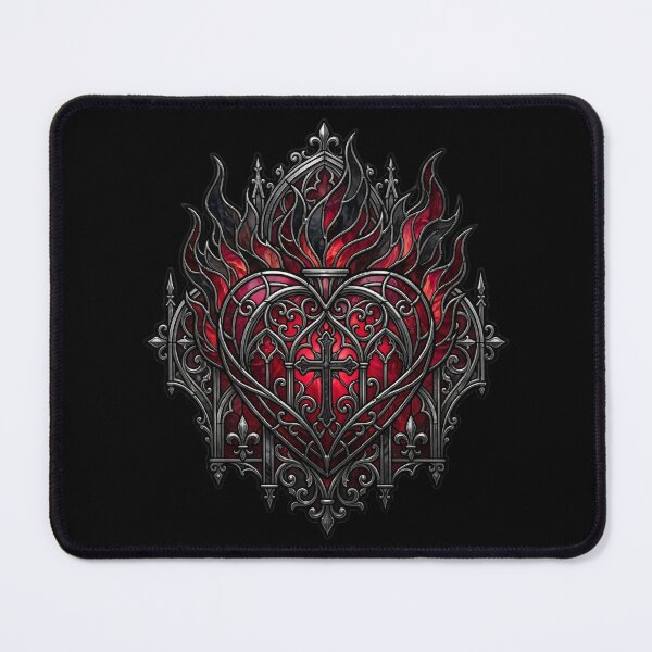 Item preview, Sacred Heart with Gothic Flames — Cathedral Stained Glass designed and sold by David Mateo ArtWorks.