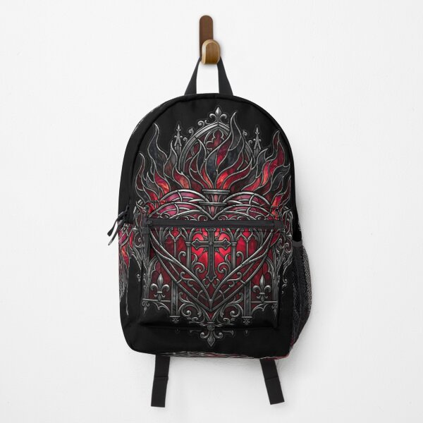 Item preview, Sacred Heart with Gothic Flames — Cathedral Stained Glass designed and sold by David Mateo ArtWorks.