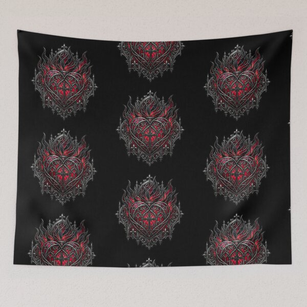 Item preview, Sacred Heart with Gothic Flames — Cathedral Stained Glass designed and sold by David Mateo ArtWorks.