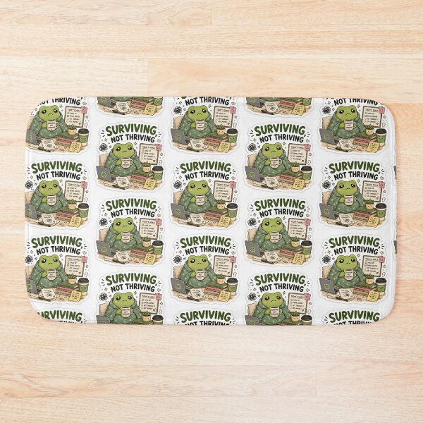 Item preview, Surviving Not Thriving Frog Sticker | Funny Student Life & Burnout Meme designed and sold by GenZStickerHub1.