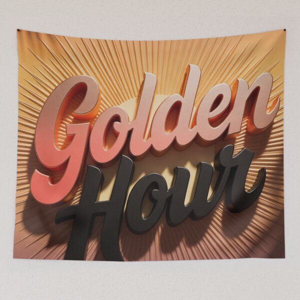 Item preview, Golden Hour Typography Sunburst Art Print designed and sold by IntelliMindDesigns.