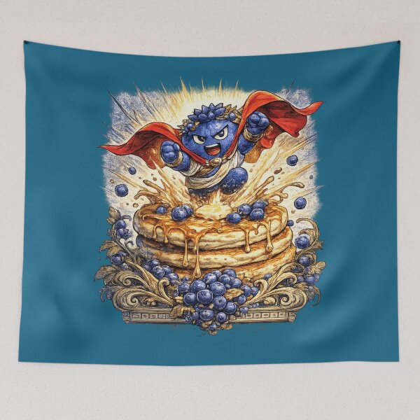 Item preview, Superhero Blueberry Pancake Breakfast Funny Fantasy Fruit Design designed and sold by irfanshikh.