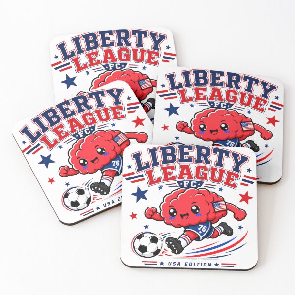 Item preview, Liberty League FC Patriotic Brain Soccer Mascot | USA Independence Day T-Shirt designed and sold by SHREE ART STUDIO.