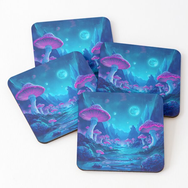 Item preview, Moonlit Fungal Valley Alien Watercolor Landscape designed and sold by Luminous Wilds.