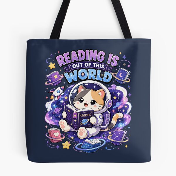 Item preview, Reading Is Out Of This World Cat PNG, Cute Reading Shirt Design, Astronaut Cat Graphic Tee, Vintage Book Lover T-Shirt designed and sold by MaynyStudio.