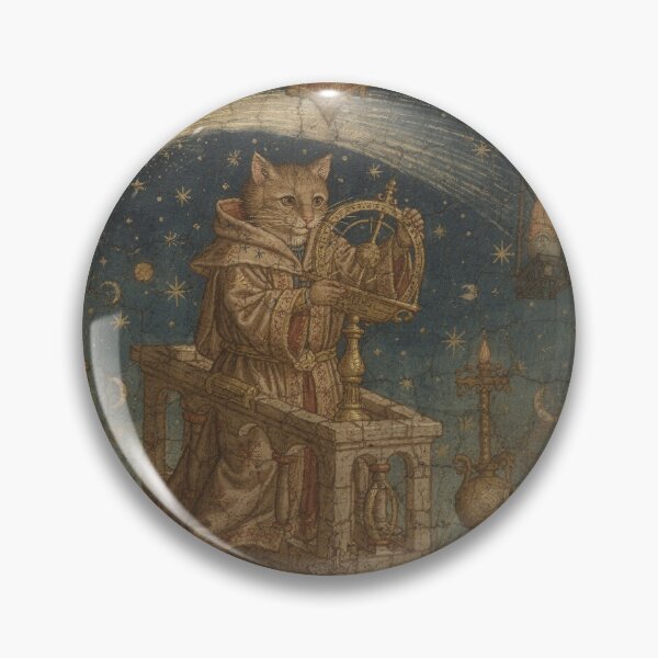 Item preview, Medieval Cat Astronomer With an Astrolabe Manuscript Art designed and sold by PictorialWhimsy.