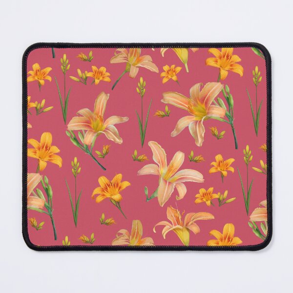 Item preview, Tossed Tiger Lilies on Deep Blush Pink designed and sold by Art in My Loft.