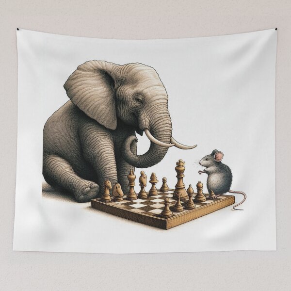Item preview, Surreal Elephant and Mouse Playing Chess designed and sold by JALNERVION SHOP.