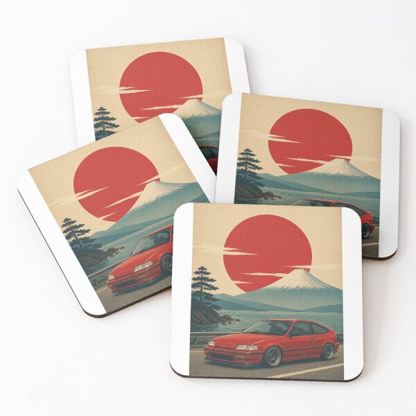 Item preview, Retro Japanese late-1980s compact hatchback inspired red designed and sold by Traceursniper.