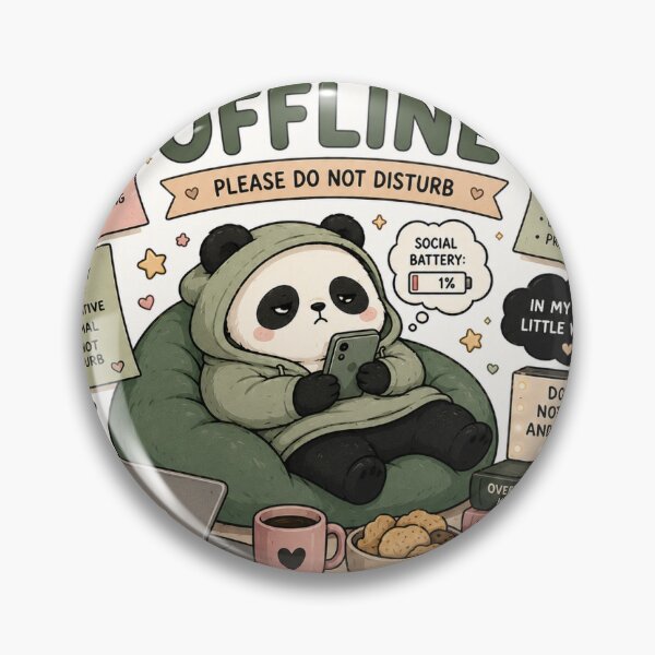 Item preview, Mentally Offline Panda Sticker | Introvert, Social Battery & Funny Meme designed and sold by GenZStickerHub1.