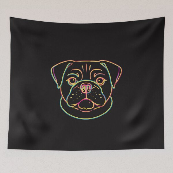 Item preview, Neon Puggle Dog Face Retro Line Art Cute Puggle Dog Lover Design designed and sold by kiralynstration.
