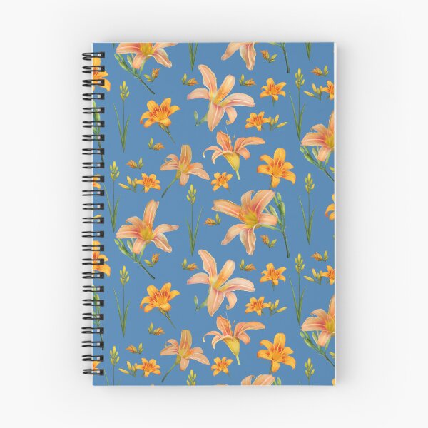 Item preview, Tossed Tiger Lilies on Dark Sky Blue designed and sold by Art in My Loft.