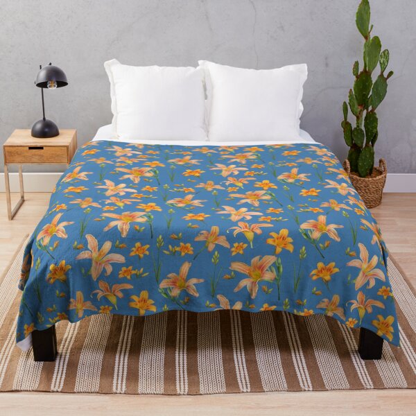 Item preview, Tossed Tiger Lilies on Dark Sky Blue designed and sold by Art in My Loft.