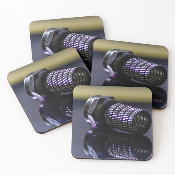 Item preview, Macro Metal F Connector On Reflective Surface With Purple Light — Coaxial Cable Technology Detail designed and sold by Nmallia.