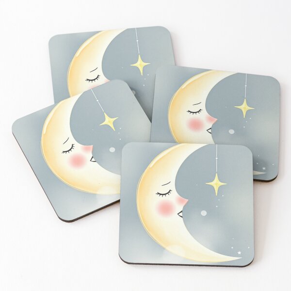Item preview, Whimsical Sleeping Crescent Moon Nursery Art designed and sold by Vida e Arte.