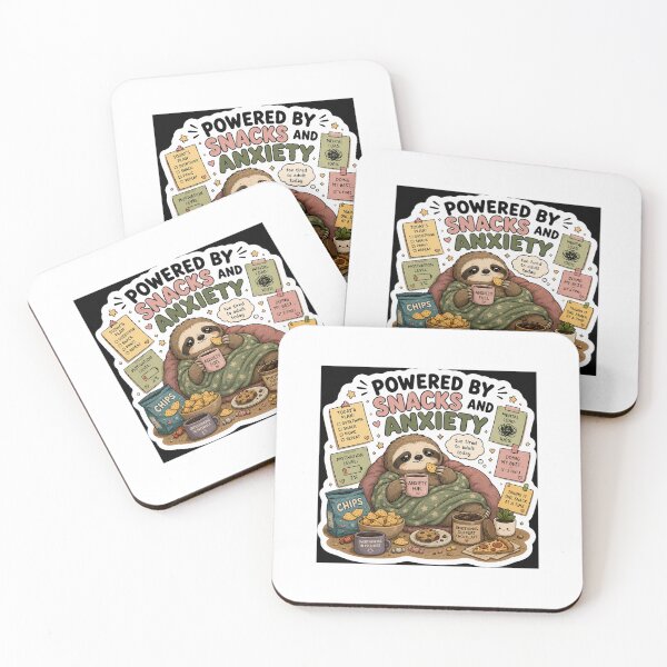 Item preview, Powered By Snacks And Anxiety Sloth Sticker | Funny Introvert & Student Meme designed and sold by GenZStickerHub1.
