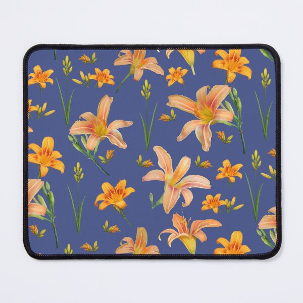 Item preview, Tossed Tiger Lilies on Deep Periwinkle Blue designed and sold by Art in My Loft.