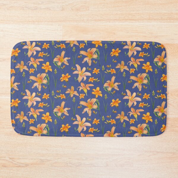 Item preview, Tossed Tiger Lilies on Deep Periwinkle Blue designed and sold by Art in My Loft.
