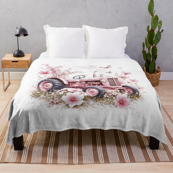 Item preview, Pink Floral Tractor Vintage Country Farm Girl Cottagecore Farming Design designed and sold by kiralynstration.