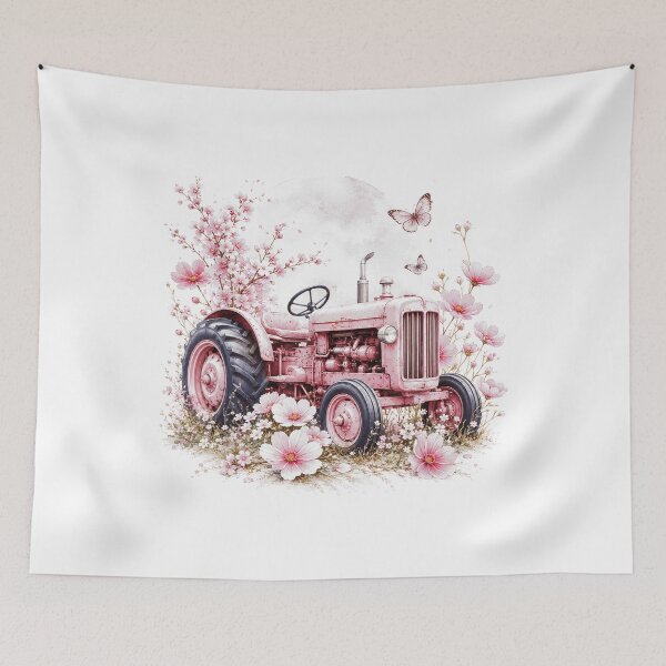Item preview, Pink Floral Tractor Vintage Country Farm Girl Cottagecore Farming Design designed and sold by kiralynstration.