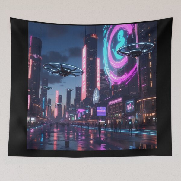 Item preview, Futuristic neon city designed and sold by JALNERVION SHOP.