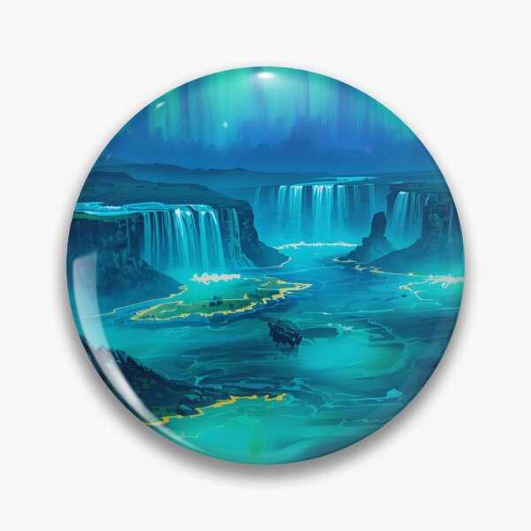 Item preview, Celestial Waterfall Basin Watercolor Alien Landscape designed and sold by Luminous Wilds.