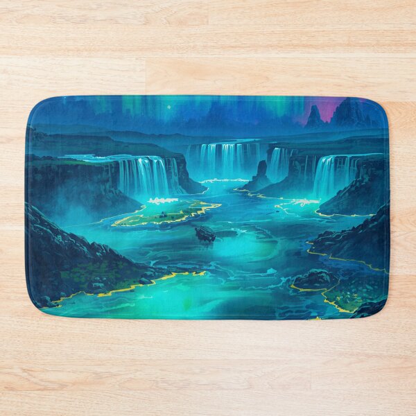 Item preview, Celestial Waterfall Basin Watercolor Alien Landscape designed and sold by Luminous Wilds.