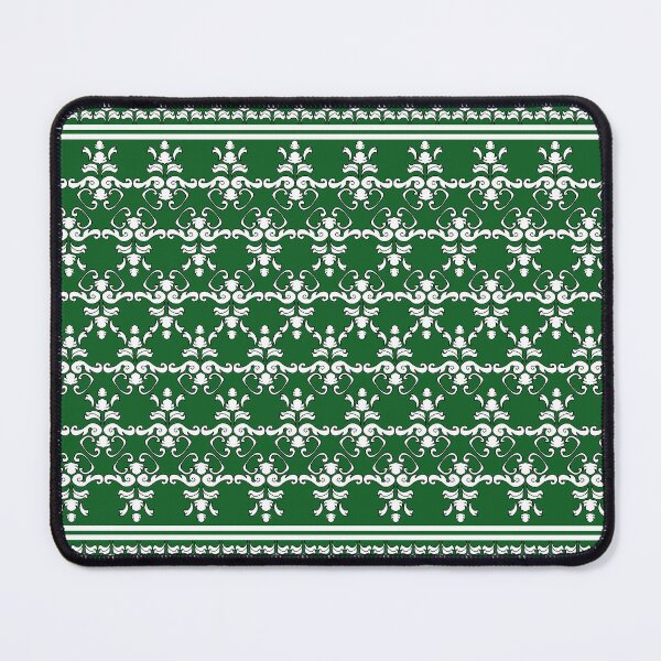 Item preview, Vintage White Damask Pattern on Green Background designed and sold by ChaReePat.