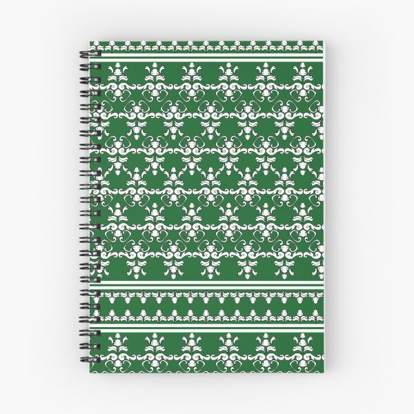 Item preview, Vintage White Damask Pattern on Green Background designed and sold by ChaReePat.