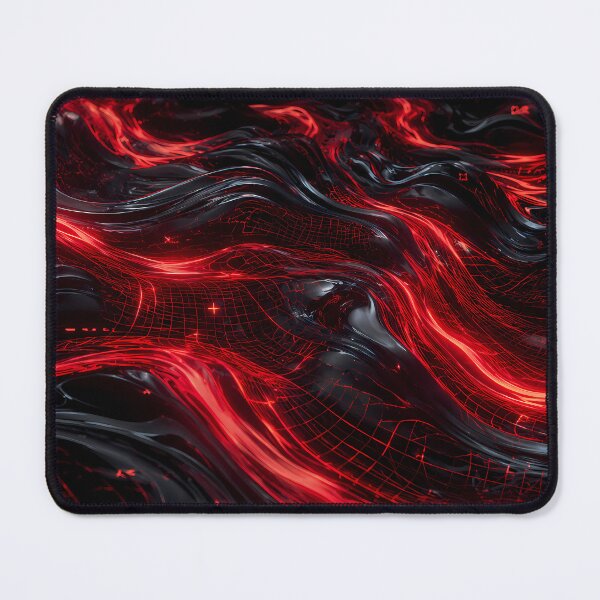 Item preview, Cyberpunk Synthetic Fluid Waves Neon Red and Obsidian Black Digital Grid Art designed and sold by BCW.