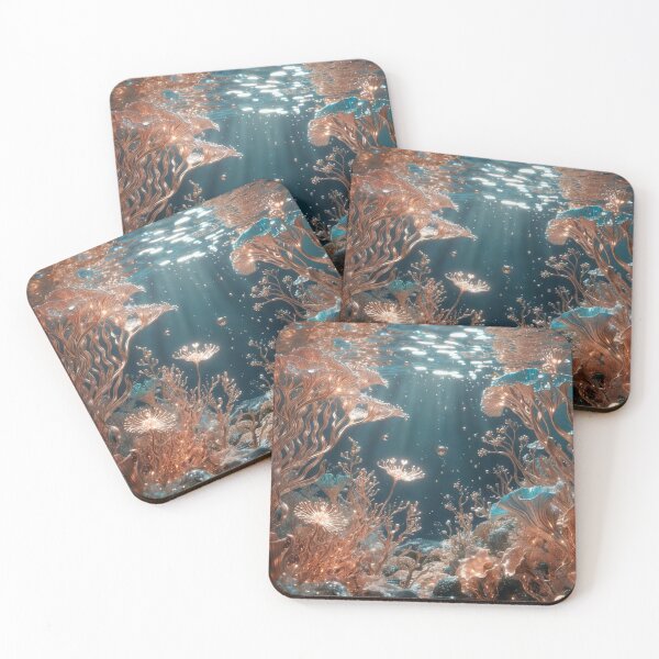 Item preview, Vibrant Underwater Coral Reef Sunlight Art designed and sold by IntelliMindDesigns.