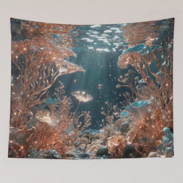 Item preview, Vibrant Underwater Coral Reef Sunlight Art designed and sold by IntelliMindDesigns.