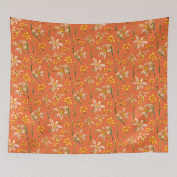 Item preview, Tossed Tiger Lilies on Sweet Orange designed and sold by Art in My Loft.