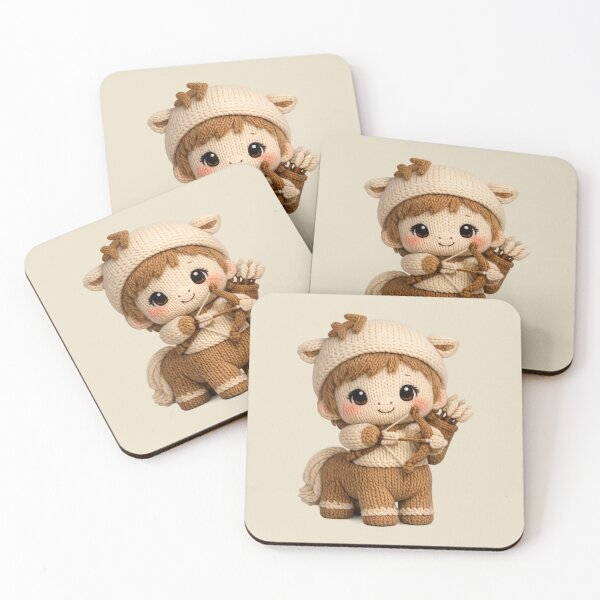 Item preview, Cute Sagittarius Archer Plush Zodiac Nursery | Kawaii Knitted Astrology Art designed and sold by Moons Studio.