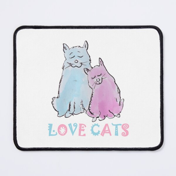 Item preview, Blue cat and pink cat in love designed and sold by Inky Fingers Illustrations.