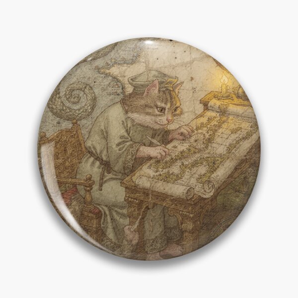 Item preview, Medieval Cat Cartographer Drawing a Sea-Monster Map Manuscript Art designed and sold by PictorialWhimsy.