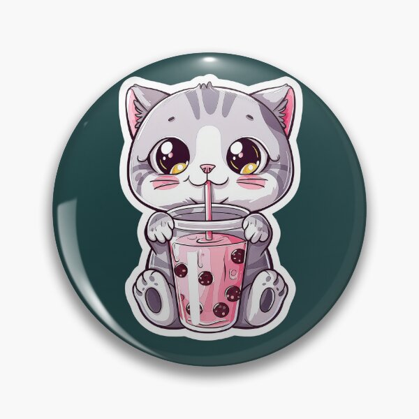 Item preview, Cute Kawaii Cat Drinking Boba Bubble Tea designed and sold by Phongphut.