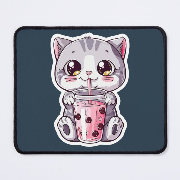 Item preview, Cute Kawaii Cat Drinking Boba Bubble Tea designed and sold by Phongphut.