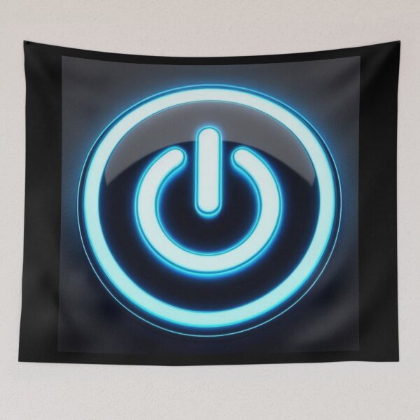 Item preview, Power button neon blue designed and sold by JALNERVION SHOP.