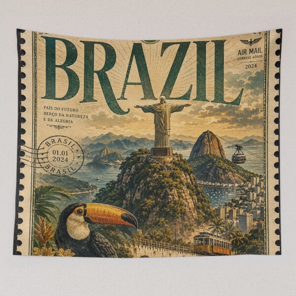 Item preview, Brazil Vintage Postal Stamp - Rio de Janeiro Christ the Redeemer Art designed and sold by ernestbullone.