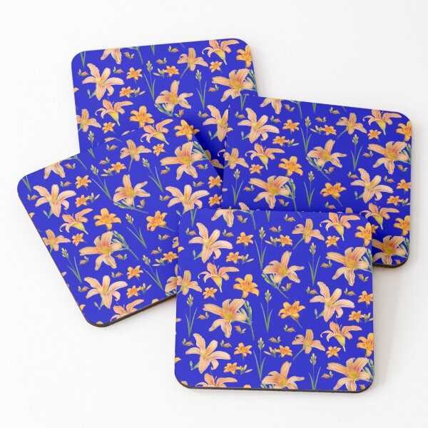 Item preview, Tossed Tiger Lilies on Royal Blue designed and sold by Art in My Loft.