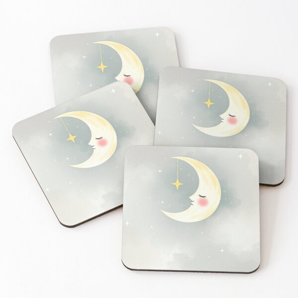 Item preview, Whimsical Sleeping Moon Nursery Wall Art designed and sold by Vida e Arte.
