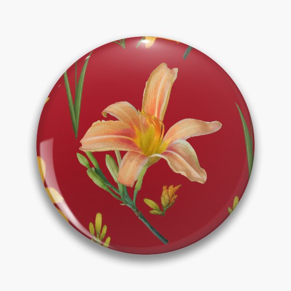Item preview, Tossed Tiger Lilies on Brick Red designed and sold by Art in My Loft.