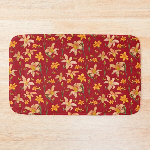 Item preview, Tossed Tiger Lilies on Brick Red designed and sold by Art in My Loft.