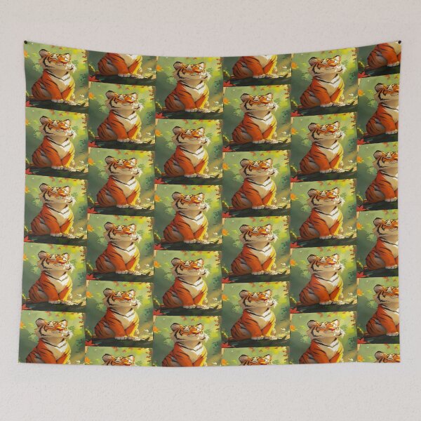 Item preview, Happy chibi Tiger Forest Artwork  designed and sold by NivyasArtistry.