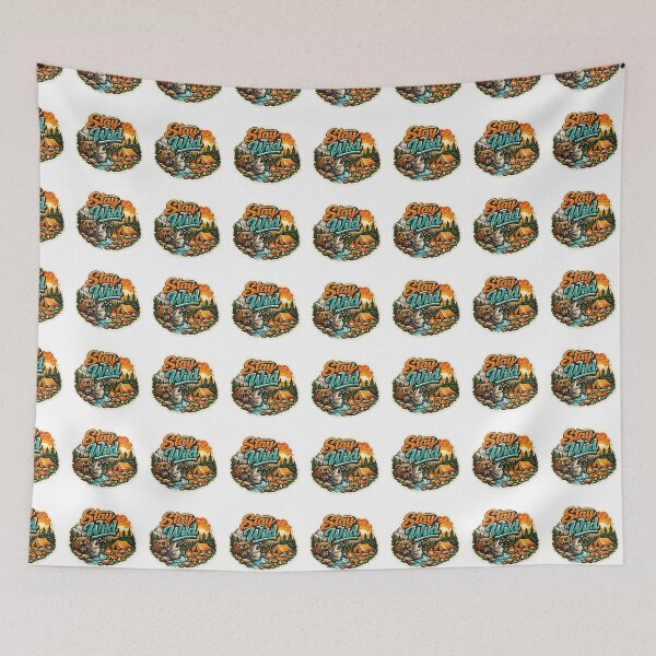 Item preview, Stay Wild Retro Camping Bear and Wolf Illustration designed and sold by Monesh-Studio.