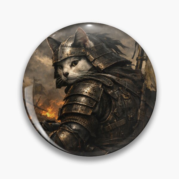 Item preview, Armored Cat Warrior in a Stormy Battlefield designed and sold by ITSimagination.