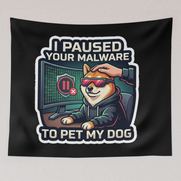 Item preview, I Paused Your Malware To Pet My Dog Retro Tech Humor designed and sold by  BreedCraft Studio.
