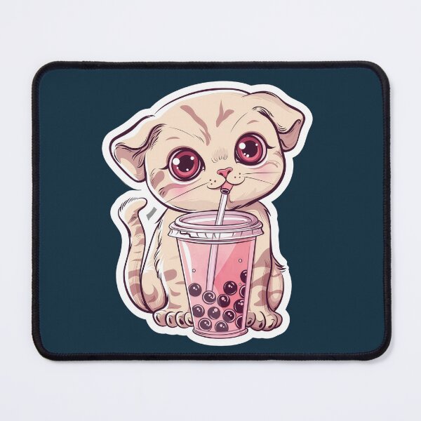 Item preview, Cute Kawaii Cat Drinking Boba Bubble Tea  designed and sold by Phongphut.