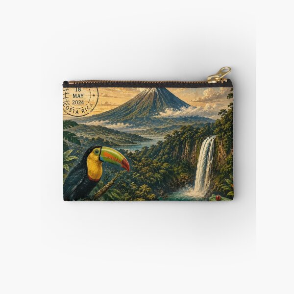 Item preview, Costa Rica Vintage Postal Stamp - Pura Vida Toucan & Volcano Art designed and sold by ernestbullone.